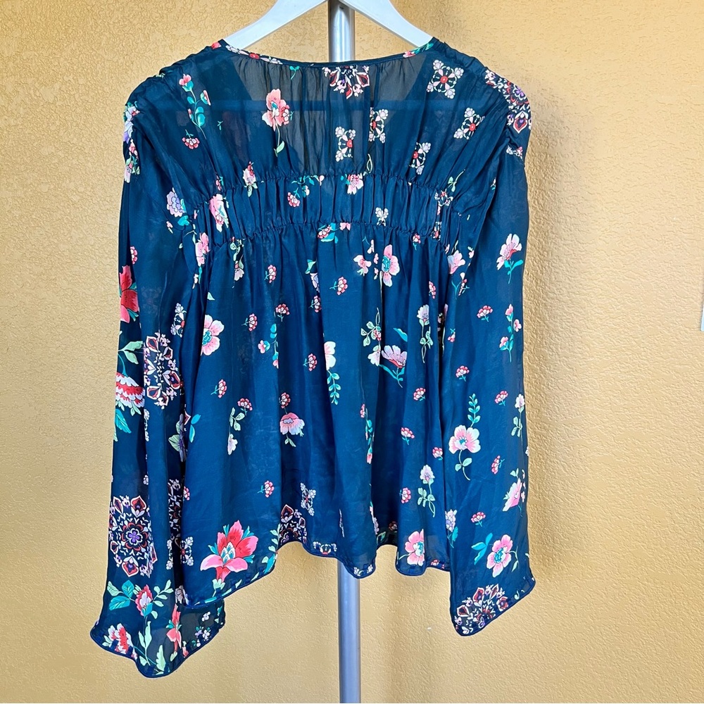 Johnny Was Harley Boho Peasant Floral Top w/ Colorful Tassels - Picture 11 of 15